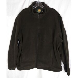 Bass Pro Shop Fleece Jacket Mens Size 2XL Brown Full Zip High Collar Pockets‎